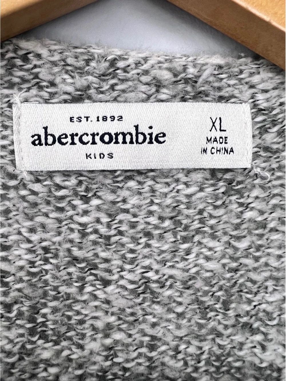Abercrombie Kids Open Cardigan Sweater Grey Fair Isle Knit Draped Front Girls XL